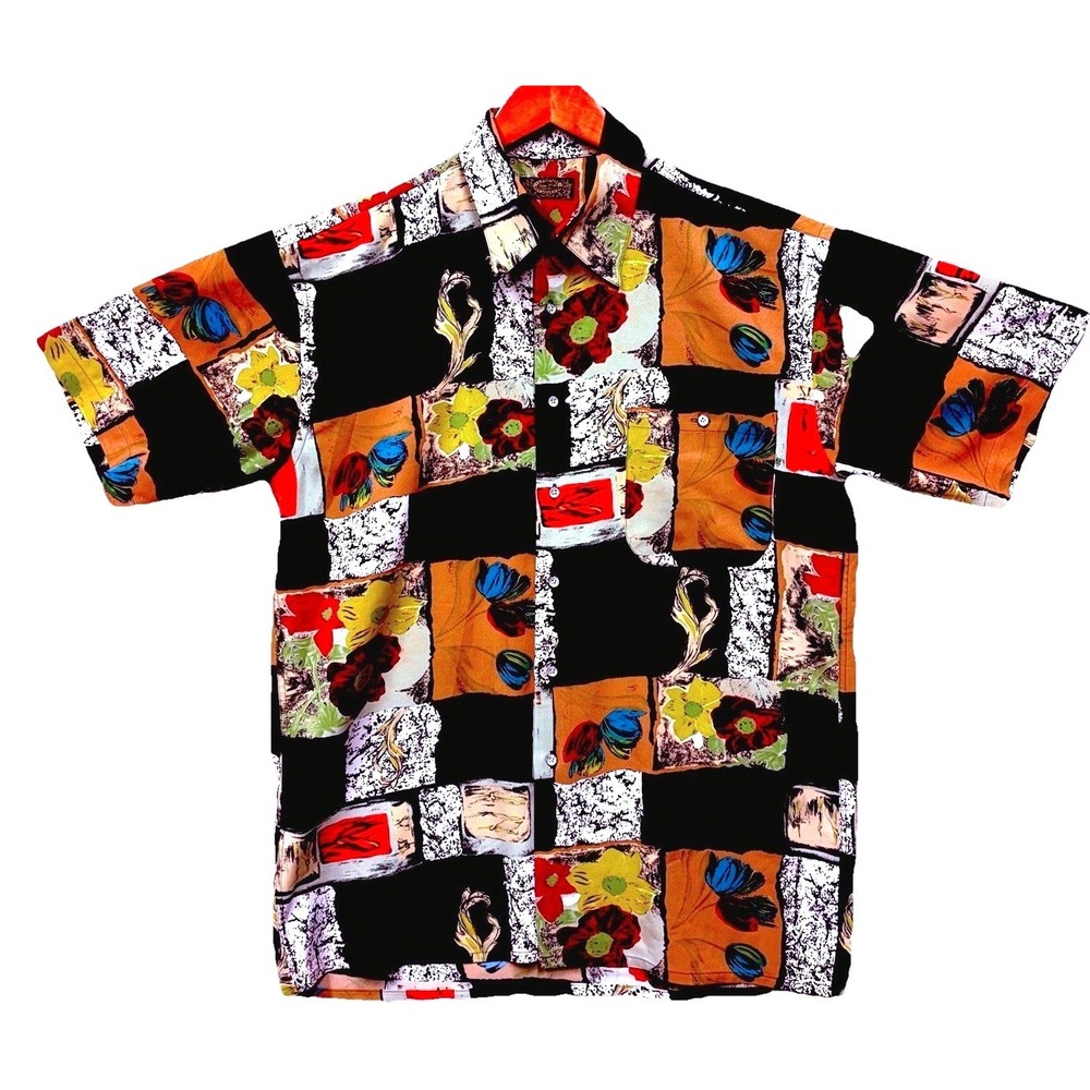 Gene Hilton Sausalito Patchwork Shirt‎ Size M Imported Fine Menswear Boutique